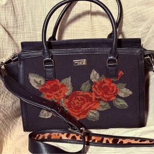 Kate Spade Black Handbag with Leopard Strap